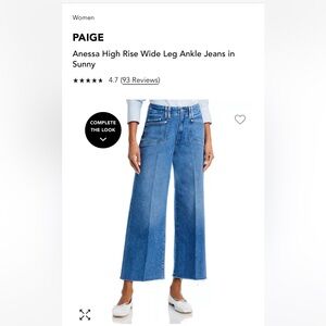 Paige Aneesa wide leg crop jeans